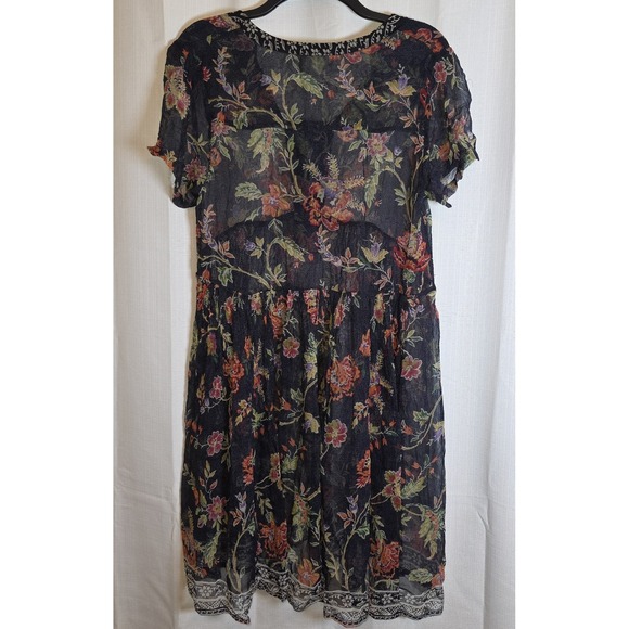 Maeve Anthropologie Babydoll Dress Womens S Forest Fairy Sheer Romatic V Neck - Picture 2 of 11